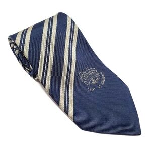 Michaud Necktie Blue & Silver Stripe Pattern Men's Silk Neck Tie Repp Fabric